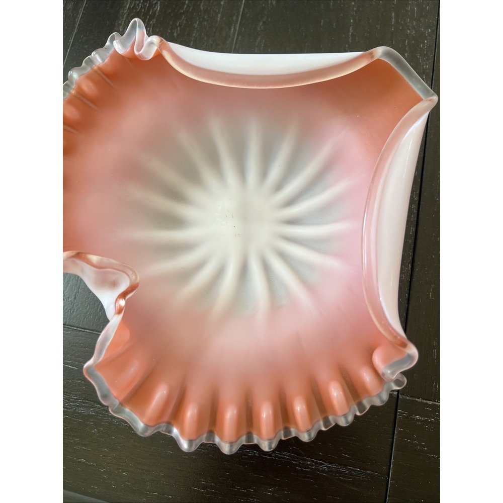 Antique Glass Peach Blow Victorian  Bowl